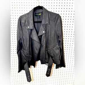 Lysse Moto Jacket Womens Faux Suede
Black Belted Size L
